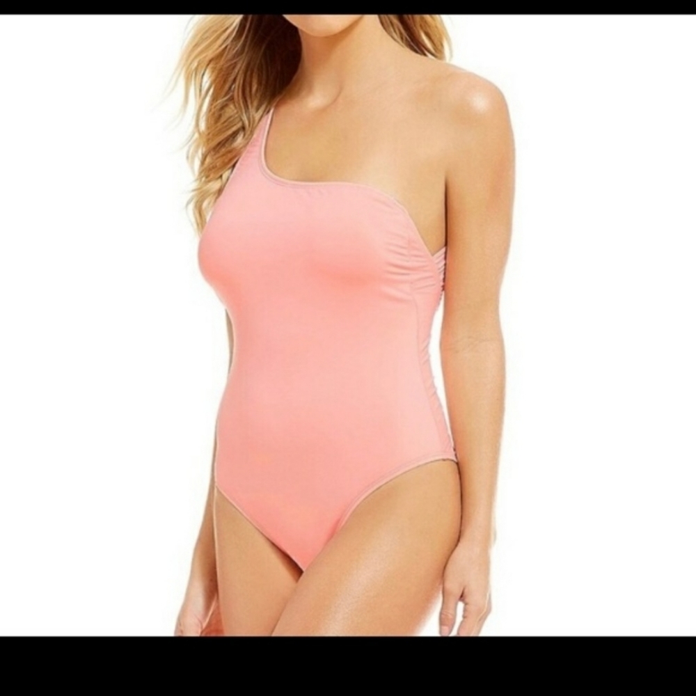 Swimsuit - one piece, one shoulder, light pink. New with tags